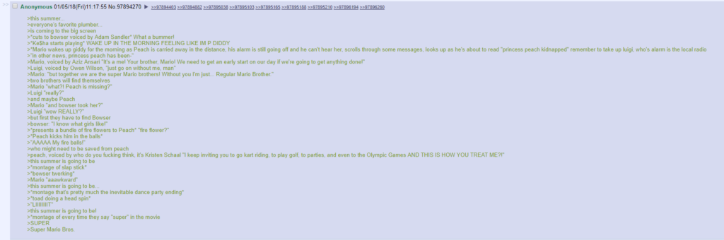 The Mario Movie pasta was originally posted in 4chan