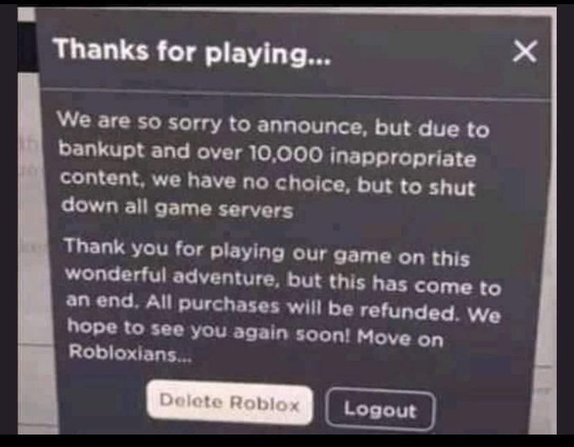 Roblox Down Copypasta