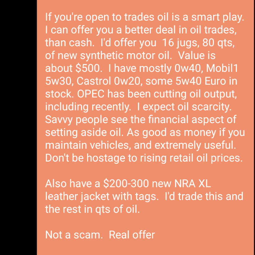 Offer on oil trade copypasta