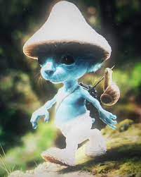 Blue Smurf Cat in a rainforest meme (We love we live we lie)