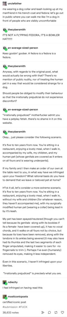 thecybersmith on human pet fetish