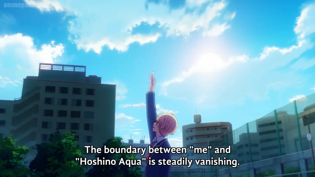 "The boundary between 'me' and 'Hoshino Aqua' is steadily vanishing."